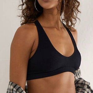 Free People Intimately Make It Mine Black Ribbed Bralette size small
